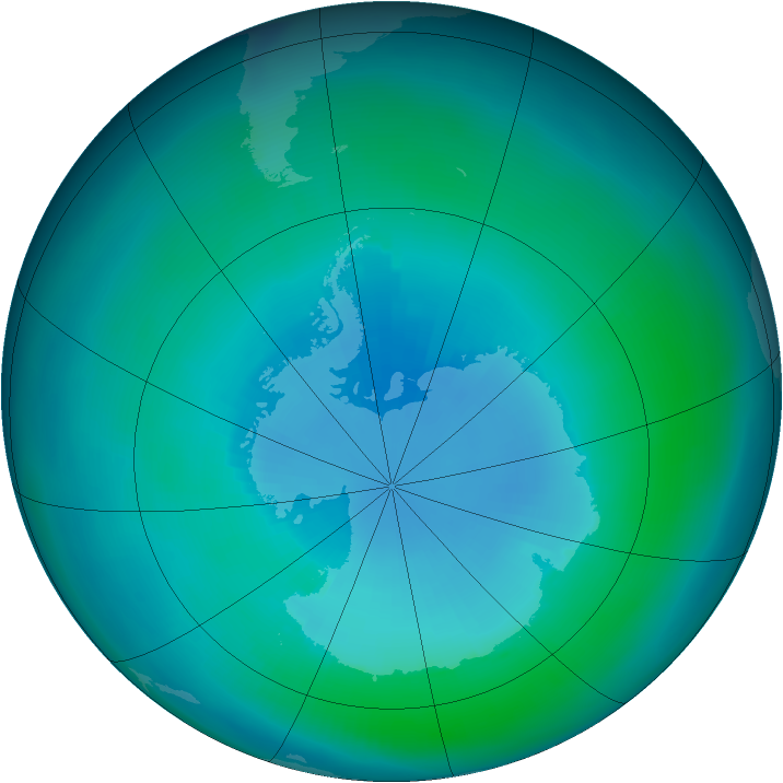 Antarctic ozone map for March 1986